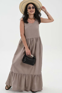 Сарафан женский №059315 лён (р-ры: 44-52) бежевый