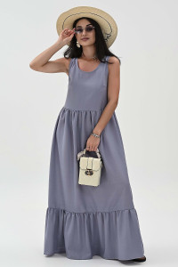 Сарафан женский №059315 лён (р-ры: 44-52) серо-голубой