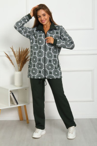 Костюм двойка женский №33 футер с лайкрой 2-х нитка (р-ры: 50-60) хаки