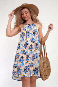 Сарафан женский №18064 штапель (р-ры: 44-54) желтый-голубой