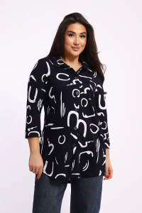 Туника женская №24231 кулирка (р-ры: 46-64) черно-белый