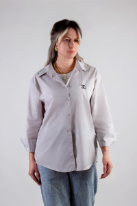 Рубашка женская №055206 коттон (р-ры: 42-50) серо-бежевый