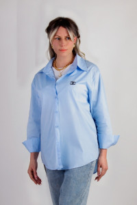 Рубашка женская №055206 коттон (р-ры: 42-50) голубой