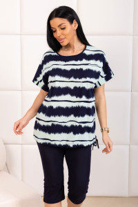 Костюм двойка женский 2140 кулирка (р-ры: 48-62) синий-ментол