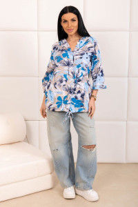 Рубашка женская 2176/2 кулирка (р-ры: 48-62) голубой-бежевый