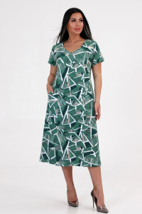 Платье женское "Ассоль-2" ПлК-1509 кулирка (р-ры: 48-62) осколки на зелен.