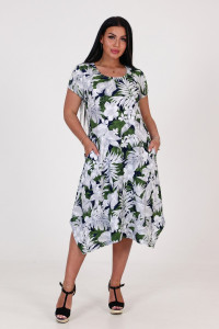 Платье женское "Волна" ПлК-458 кулирка (р-ры: 48-62) серо-зеленый папоротник