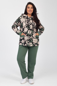 Костюм двойка женский "Дорис" ФК-17 футер с лайкрой (р-ры: 48-60) олива