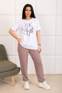 Костюм двойка женский 2165/2 жатка-кулирка (р-ры: 48-62) какао-бежевый