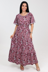 Платье женское "Белла" ПлК-402 кулирка (р-ры: 46-56) веточ. на пудре