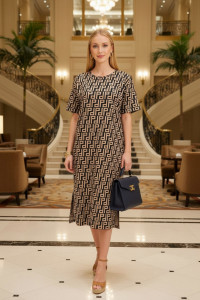 Платье женское №830 кулирка (р-ры: 62-76) синяя абстракция