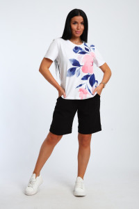 Костюм двойка женский №059415 М-10 кулирка-футер (р-ры: 44-46) черный