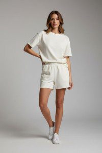 Костюм двойка женский №1099 футер 2-х нитка (р-ры: 44-58) молочный