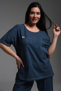 Туника женская №8497 кулирка (р-ры: 48-64) джинс