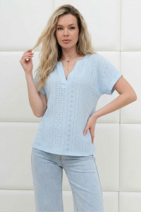 Блузка женская "Дис" фактурный трикотаж (последний размер) голубой 48