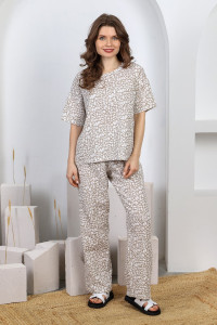 Костюм двойка женский "Маргоша-1" муслин (последний размер) леопард 46,48