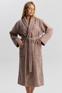 Халат женский "Комфорт-3" махра (последний размер) серо-бежевый 52,54