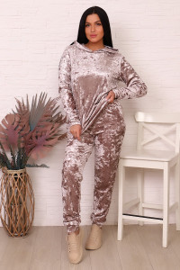 Костюм двойка женский "Гламур" велюр (последний размер) бежевый 52