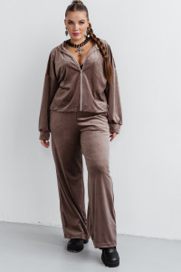 Костюм двойка женский КС-077ФР/БЕЖ велюр (последний размер) бежевый 62