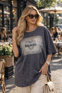 Футболка женская №6457 "Crystal Heart" хлопок стрейч (р-ры: 64-76) синий