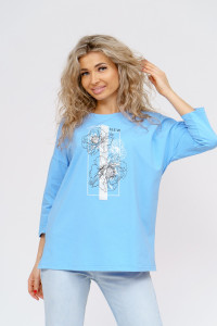 Лонгслив женский "Стиль" кулирка с лайкрой (р-ры: 46-64) голубой