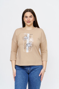 Лонгслив женский "Стиль" кулирка с лайкрой (р-ры: 46-64) бежевый