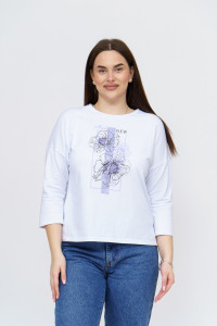 Лонгслив женский "Стиль" кулирка с лайкрой (р-ры: 46-64) белый