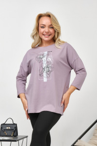 Лонгслив женский "Стиль" кулирка с лайкрой (р-ры: 46-64) светло-лиловый