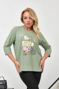 Лонгслив женский "Элис" кулирка с лайкрой (р-ры: 46-64) фисташка