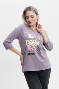 Лонгслив женский "Элис" кулирка с лайкрой (р-ры: 46-64) светло-лиловый