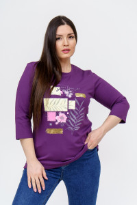 Лонгслив женский "Элис" кулирка с лайкрой (р-ры: 46-64) слива