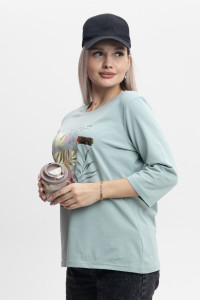 Лонгслив женский "Элис" кулирка с лайкрой (р-ры: 46-64) аква