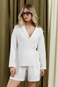 Блузка женская "Асель-1" фактурное полотно (р-ры: 44-54) белый