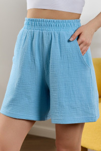 Шорты женские "Асель-4" фактурное полотно (р-ры: 44-54) аква