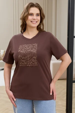 Футболка женская "Соло-2" кулирка с лайкрой (р-ры: 48-64) коричневый