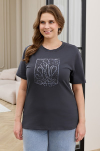 Футболка женская "Соло-2" кулирка с лайкрой (р-ры: 48-64) антрацит