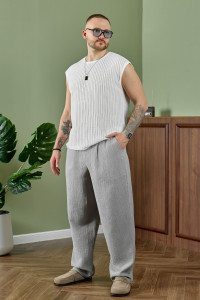 Брюки мужские "Нептун-2" фактурное полотно (р-ры: 48-58) серый