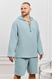 Костюм двойка мужской "Нептун-1" фактурное полотно (р-ры: 48-58) серо-голубой