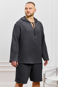 Костюм двойка мужской "Нептун-1" фактурное полотно (р-ры: 48-58) графитовый