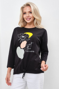 Лонгслив женский "Николь" кулирка с лайкрой (р-ры: 44-62) черный