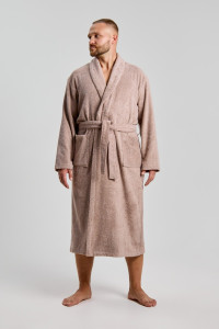 Халат мужской "Комфорт-4" махра (последний размер) серо-бежевый 48