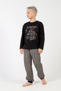 Пижама детская "Отдых-1" кулирка (последний размер) черный 140