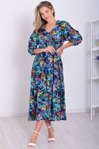 Платье женское Ф1074а штапель (последний размер) изумруд 54