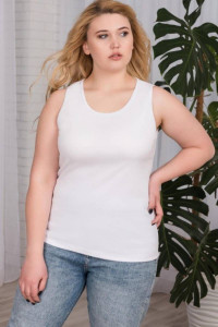 Майка женская 0285-18 рибана с лайкрой (последний размер) белый 62