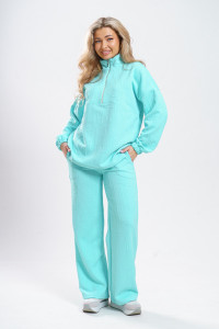 Костюм двойка женский 977 трикотаж 3Д (последний размер) бирюза 50,56