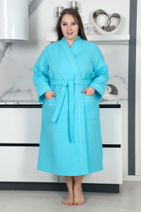 Халат женский "Кимоно" вафельное полотно (последний размер) бирюзовый 64