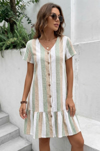 Халат женский К-370 "Майя" кулирка (р-ры: 44-56) рогожка зелень