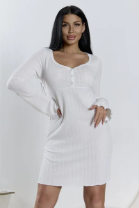 Платье женское "Ксения 2" 1401-2 кашкорсе (р-ры: 42-56) белый
