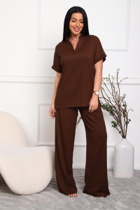 Костюм двойка женский 01079 жатка (р-ры: 46-56) коричневый