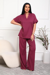 Костюм двойка женский 01079 жатка (р-ры: 46-56) вишня